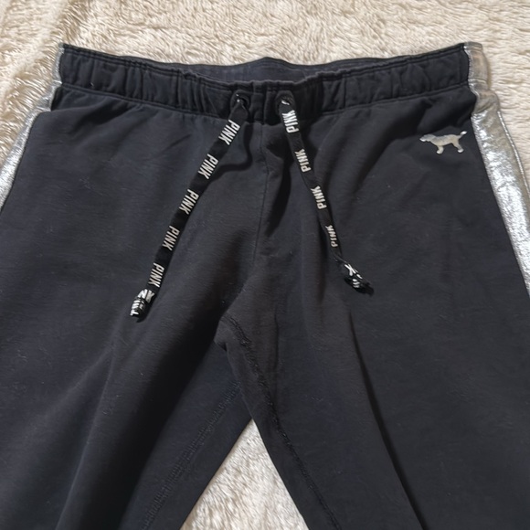 Victoria’s Secret PINK joggers, w/silver stripes size Medium - Picture 3 of 4